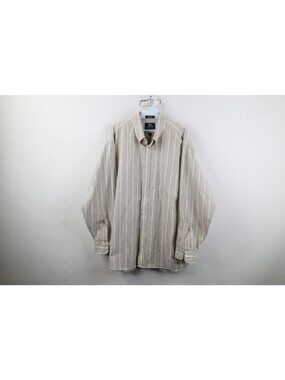 Vintage 90s Mens 17.5 34/35 Herringbone Striped Oxford Button Down Shirt USA
